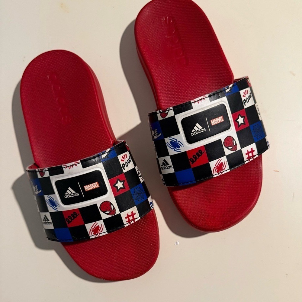 Adidas Kids Red Marvel Slide Sandals